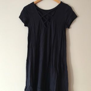 Black Strap Criss Cross Back Dress